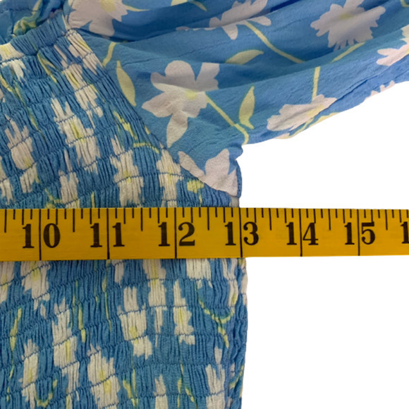 FAITHFULL THE BRAND Light Blue & White Leyla Floral Olinda‎ Midi Dress - Picture 16 of 16